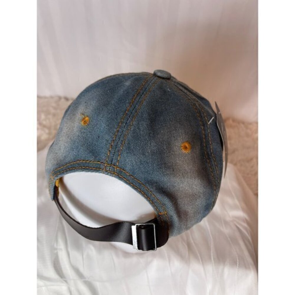 Distressed Denim Cross Rhinestone Bling Cap - Picture 6 of 8
